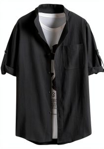 Mens Cotton T-Shirt V-Neck Graphic Tee Casual Shirts-0