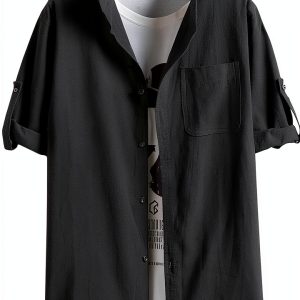 Mens Cotton T-Shirt V-Neck Graphic Tee Casual Shirts-0