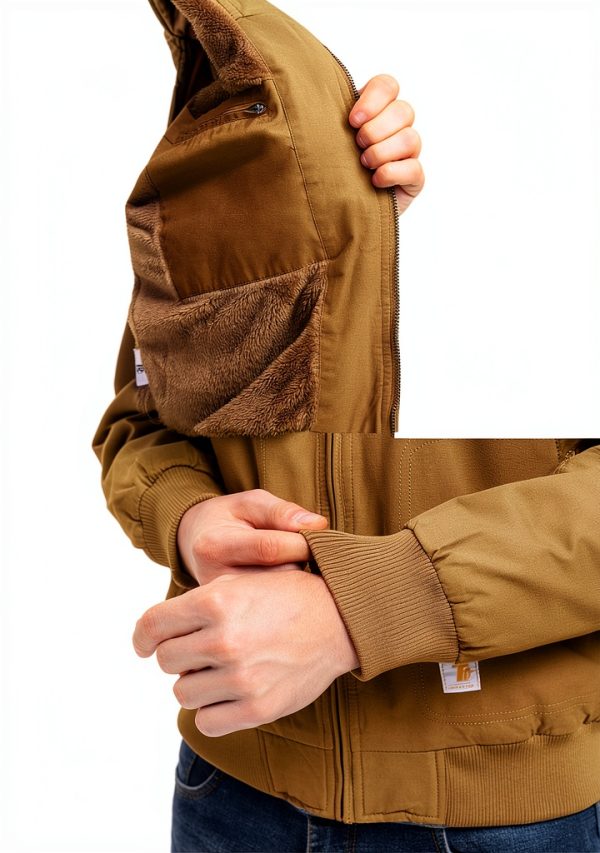 TBMPOY Mens Cotton Fleece Hooded Work Jacket Winter Outdoor-5