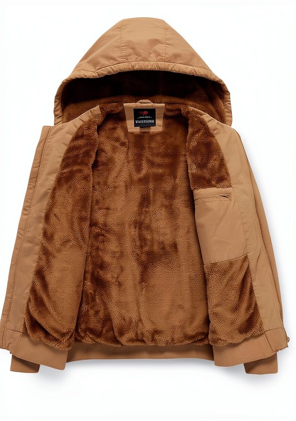 TBMPOY Mens Cotton Fleece Hooded Work Jacket Winter Outdoor-3