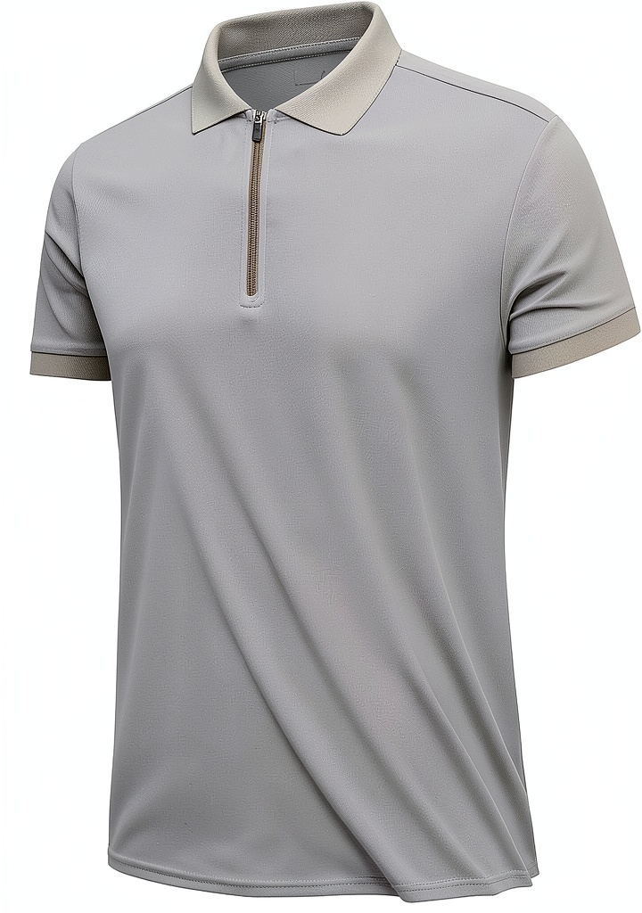 Men's polo shirt in multiple colors displayed on a hanger
