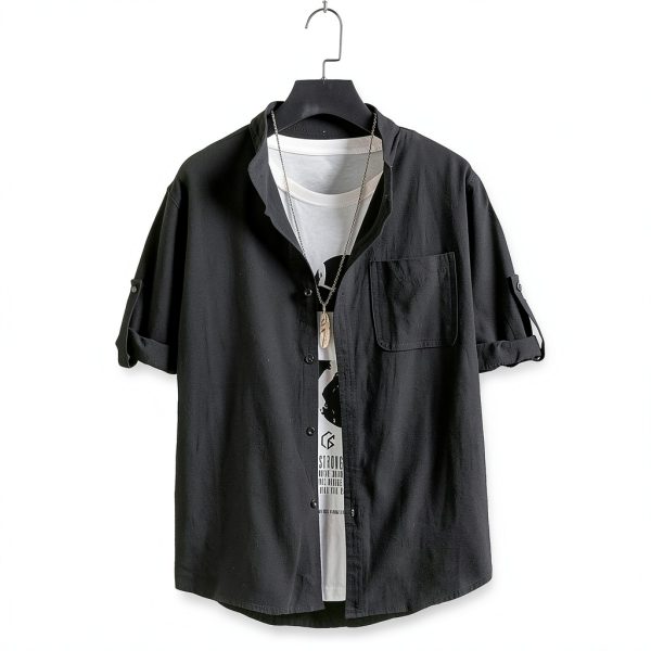 Mens Cotton T-Shirt V-Neck Graphic Tee Casual Shirts-1