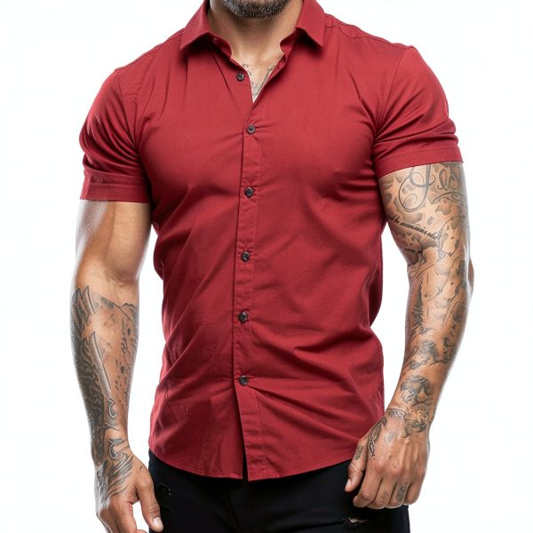 Mens Button Down Shirt Plaid Design Cotton Casual Wear-1