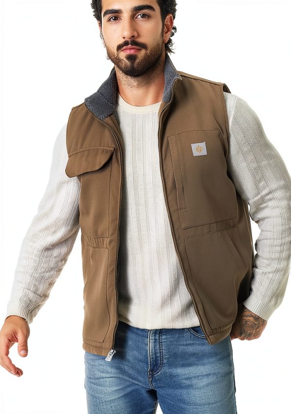 Mens Work Vest Polyester Waterproof Storage Pockets-5