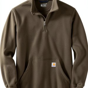 Carhartt Mens Sweatshirt Mock Neck Zipper Pocket Heather-0