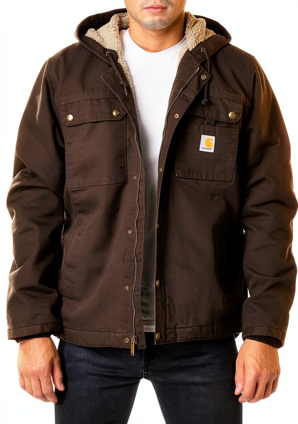 Carhartt Mens Work Jacket Sherpa Lined Duck Utility-1