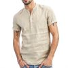Mens T-Shirts Cotton Comfort Fit Black White Gray Khaki-1