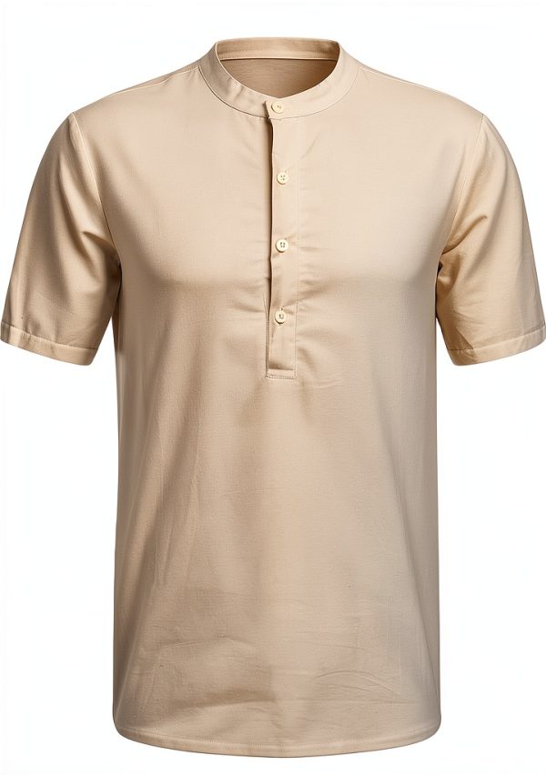 Mens T-Shirts Cotton Comfort Fit Black White Gray Khaki-2