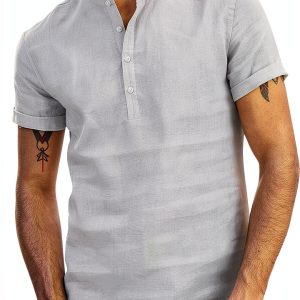 Mens Cotton T Shirts Tall Size Casual Black White Gray-0