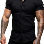 Mens Cotton Short Sleeve Shirt Slim Fit Graphic Tee-0