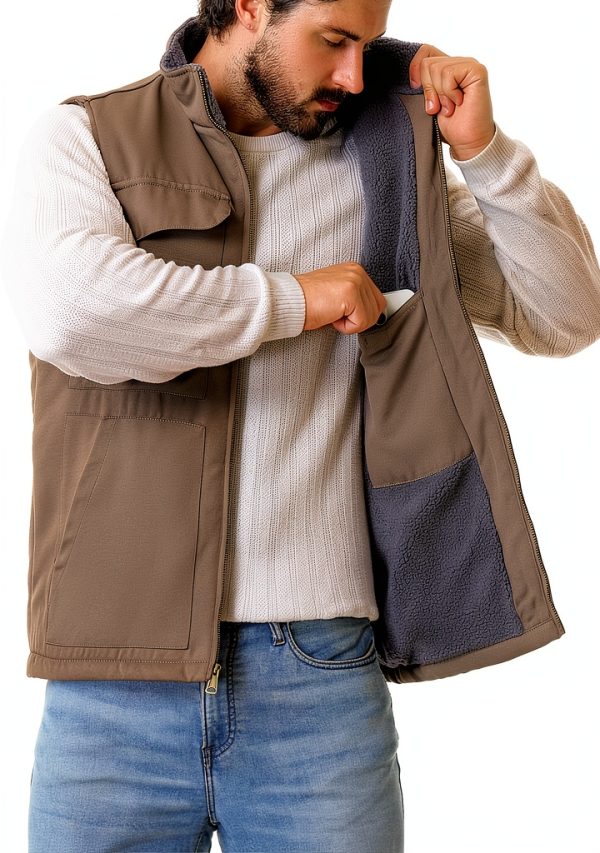 Mens Work Vest Polyester Waterproof Storage Pockets-3