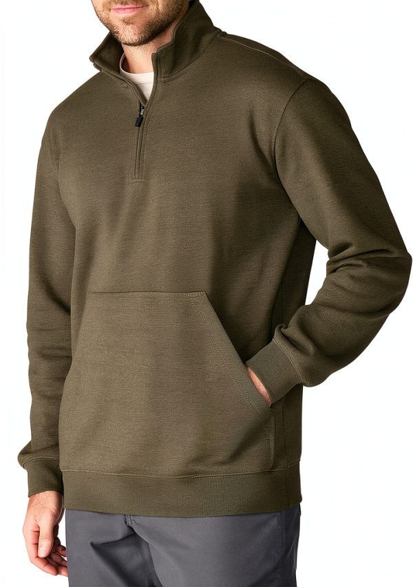 Carhartt Mens Sweatshirt Mock Neck Zipper Pocket Heather-1