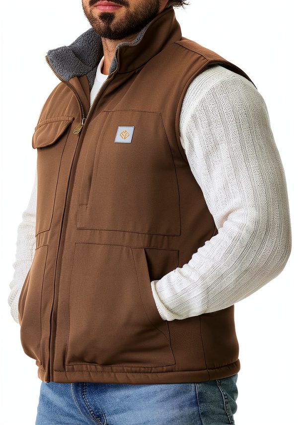 Mens Work Vest Polyester Waterproof Storage Pockets-4