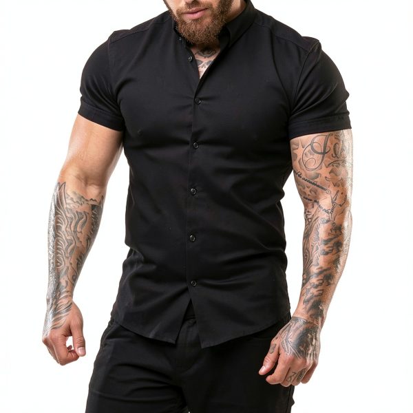 Mens Cotton Short Sleeve Shirt Slim Fit Graphic Tee-1