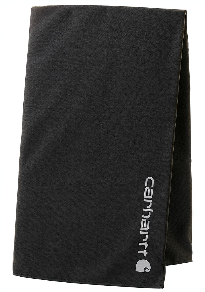 Carhartt Cooling Towel draped over a hiker's neck during a sunny trail