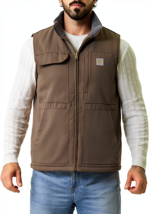 Mens Work Vest Polyester Waterproof Storage Pockets-0