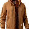 TBMPOY Mens Cotton Fleece Hooded Work Jacket Winter Outdoor-0