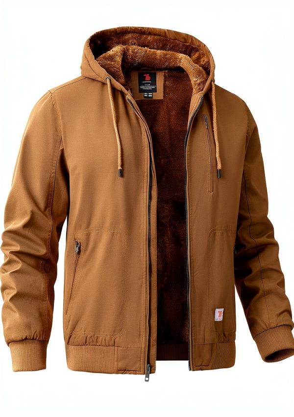 TBMPOY Mens Cotton Fleece Hooded Work Jacket Winter Outdoor-0