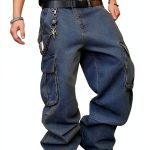 Mens Baggy Cargo Jeans Y2K Streetwear Functional Pockets-0