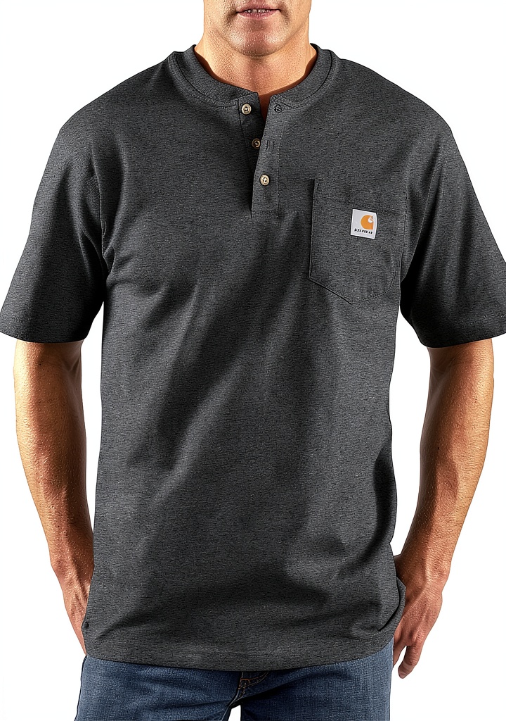 Carhartt Loose Fit Henley T-Shirt in Black color on a man