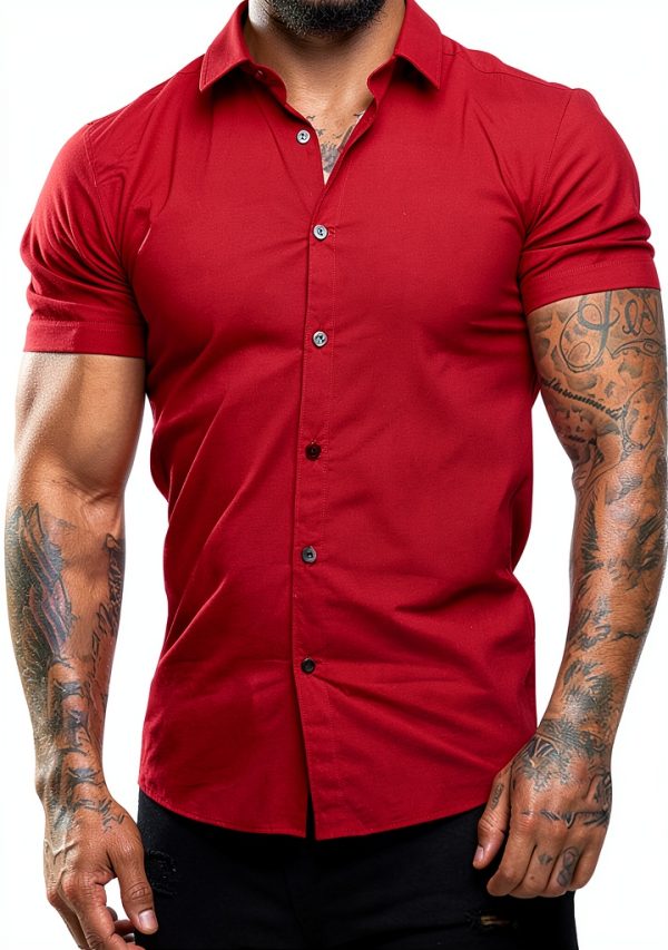 Mens Button Down Shirt Plaid Design Cotton Casual Wear-2